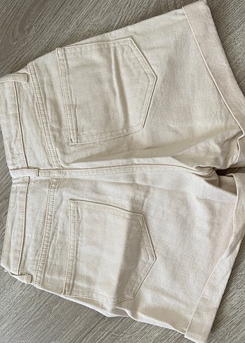 Bej Keten Mini Kadın Şort - Görsel 3