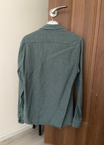 Gri Keten Erkek Gömlek, Düğmeli, Classic Kesim - Görsel 4