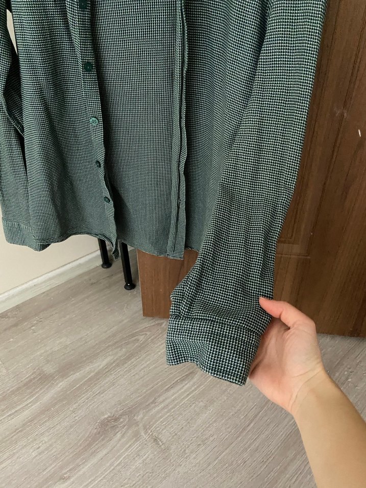 Gri Keten Erkek Gömlek, Düğmeli, Classic Kesim - Görsel 3