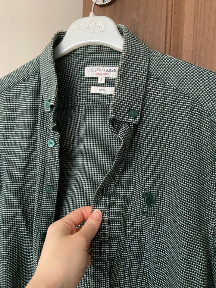 Gri Keten Erkek Gömlek, Düğmeli, Classic Kesim - Görsel 2