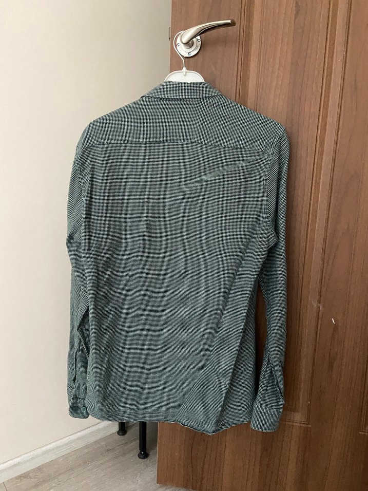 Gri Keten Erkek Gömlek, Düğmeli, Classic Kesim - Görsel 4