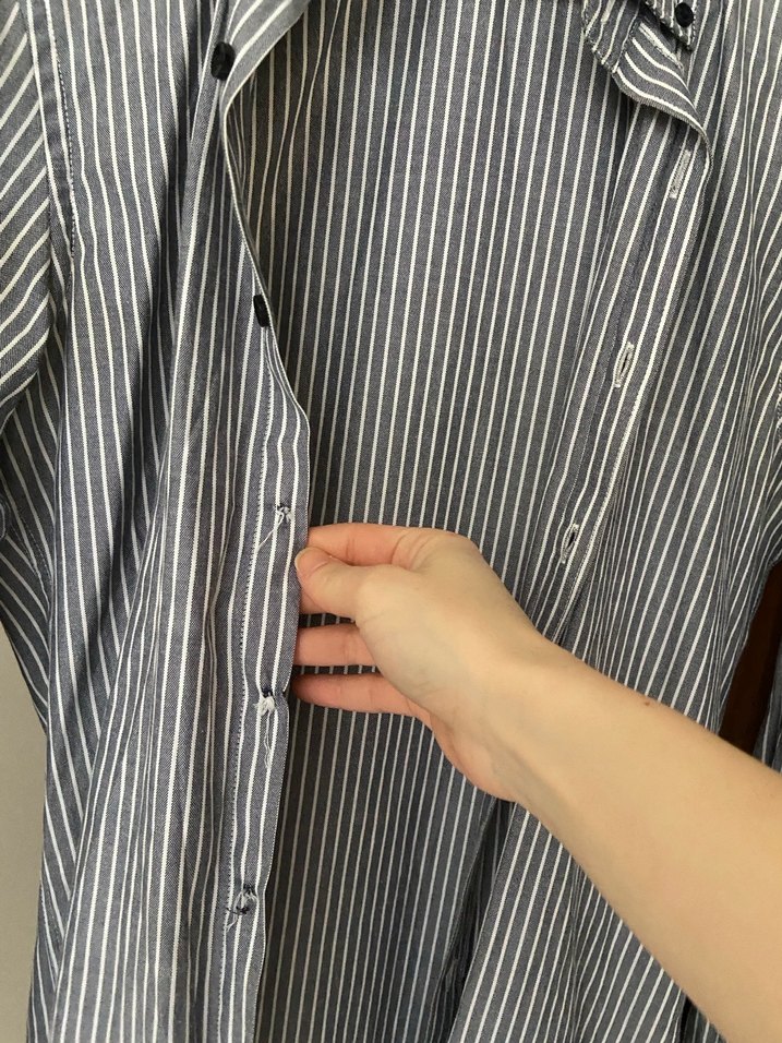 Gri Çizgili Keten Erkek Gömlek - Görsel 4