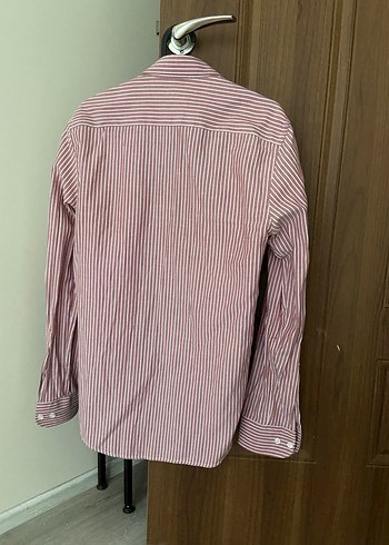 Bordo Çizgili Erkek Gömlek - Görsel 3