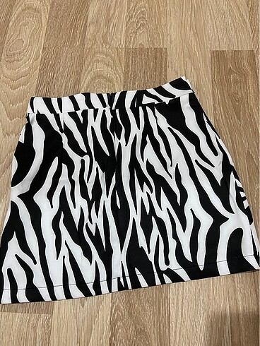 xs Beden siyah Renk zebra desen mini etek