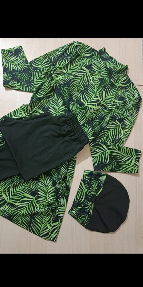 Yeşil Yaprak Desenli tesettür hasema - Görsel 3