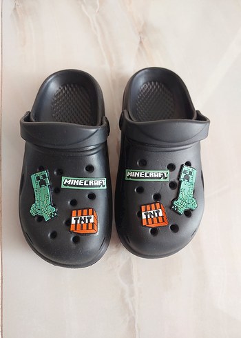 Minecraft Baskılı Siyah Çocuk Terliği - Görsel 2