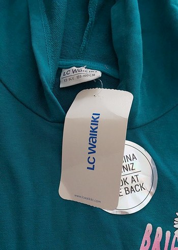 Rahat Kesim Kapüşonlu Turkuaz Sweatshirt - Görsel 4