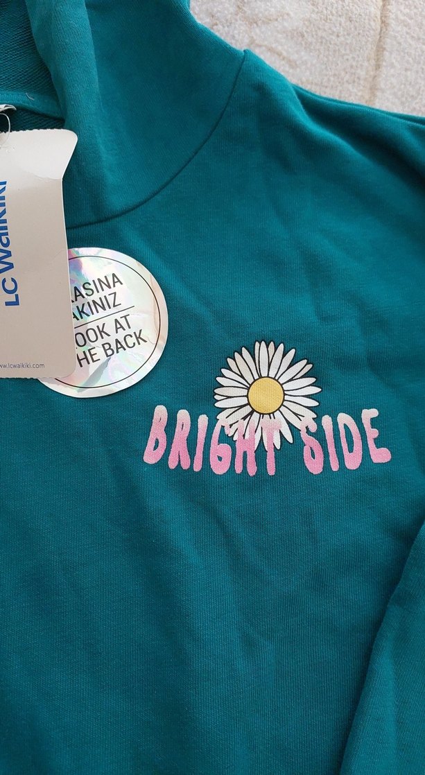 Rahat Kesim Kapüşonlu Turkuaz Sweatshirt - Görsel 3