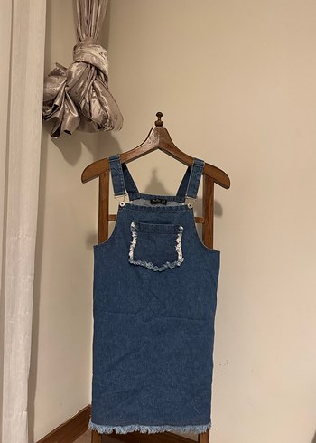 Kadın Lacivert Denim Midi Salopet - Görsel 2