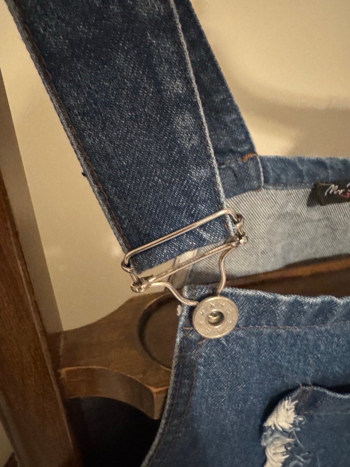 Kadın Lacivert Denim Midi Salopet - Görsel 4