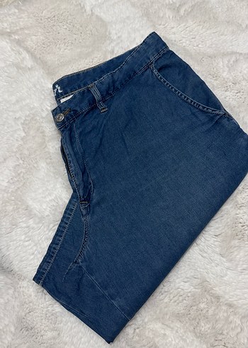 Erkek Mavi Denim Midi Boy Salaş Şort - Görsel 2