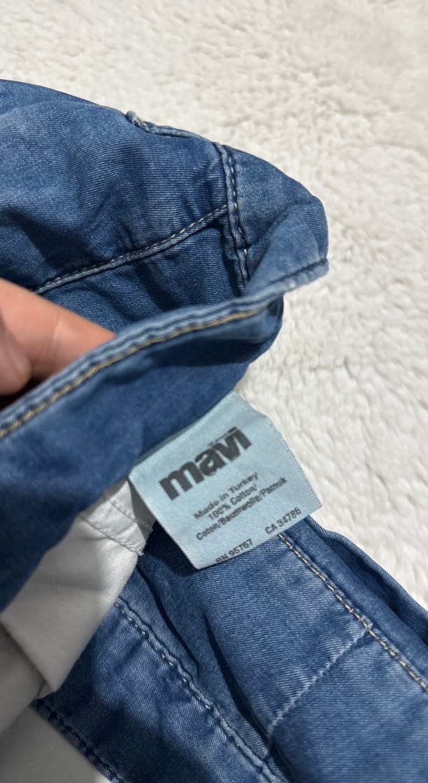Erkek Mavi Denim Midi Boy Salaş Şort - Görsel 4
