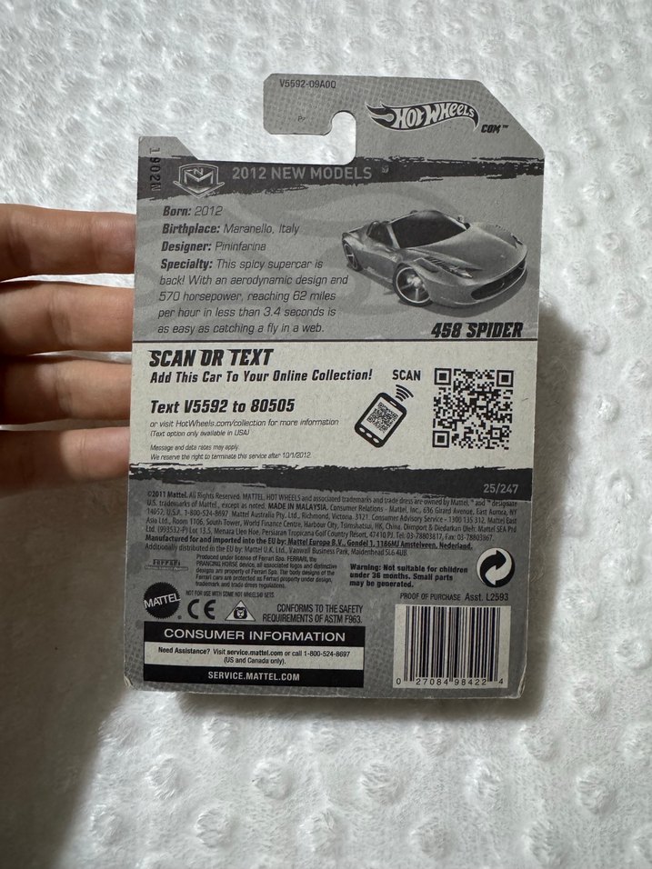 Hot Wheels 458 spider 2011 - Görsel 2