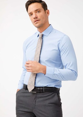 Mavi Erkek Gömleği, Slim Fit, Uzun Kollu