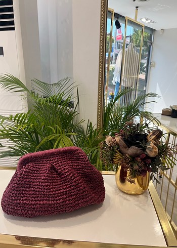 Beden mor Renk Mürdüm Örgü Kadın Clutch Çanta