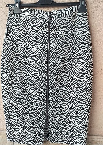 Zebra Desenli Pilili Midi Hamile Eteği - Görsel 2