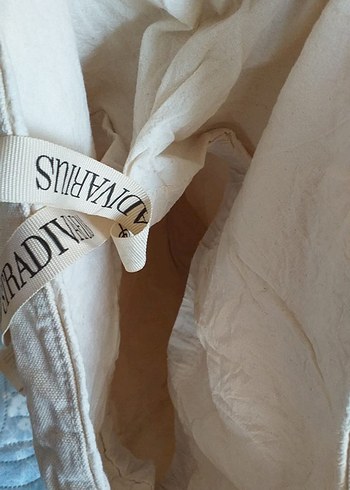 Beyaz keten fermuarlı bohem kadın çantası - Görsel 2