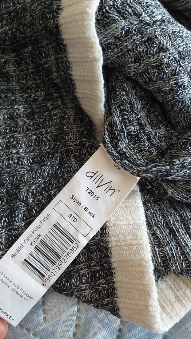 Gri Yüksek Yakalı Triko Kadın Kazak - Görsel 4