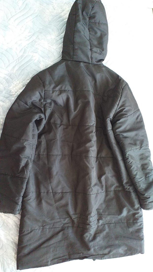 Düğmeli Siyah Kadın Uzun Kışlık Mont - Görsel 5