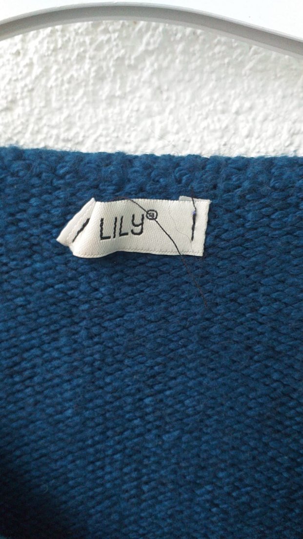 V Yaka Lacivert Örgü Kadın Kazak - Görsel 2