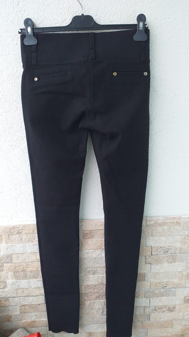 Düğmeli Siyah Kadın Skinny Jean - Görsel 2