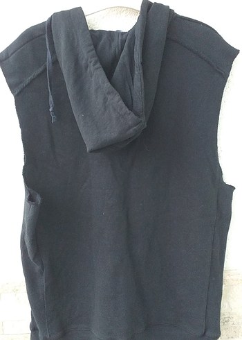 Siyah Baskılı Kapüşonlu Erkek Yelek - Görsel 3