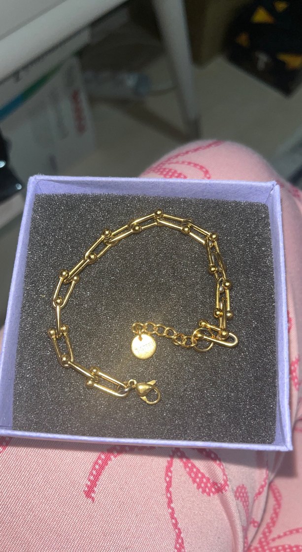 Altın Renk Zincir Detaylı Kadın KARARMAZ ÇELİK  STAİNLESS STEEL - Görsel 4