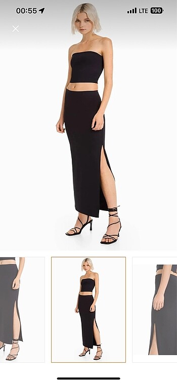 Zara yırtmaçlı siyah etek