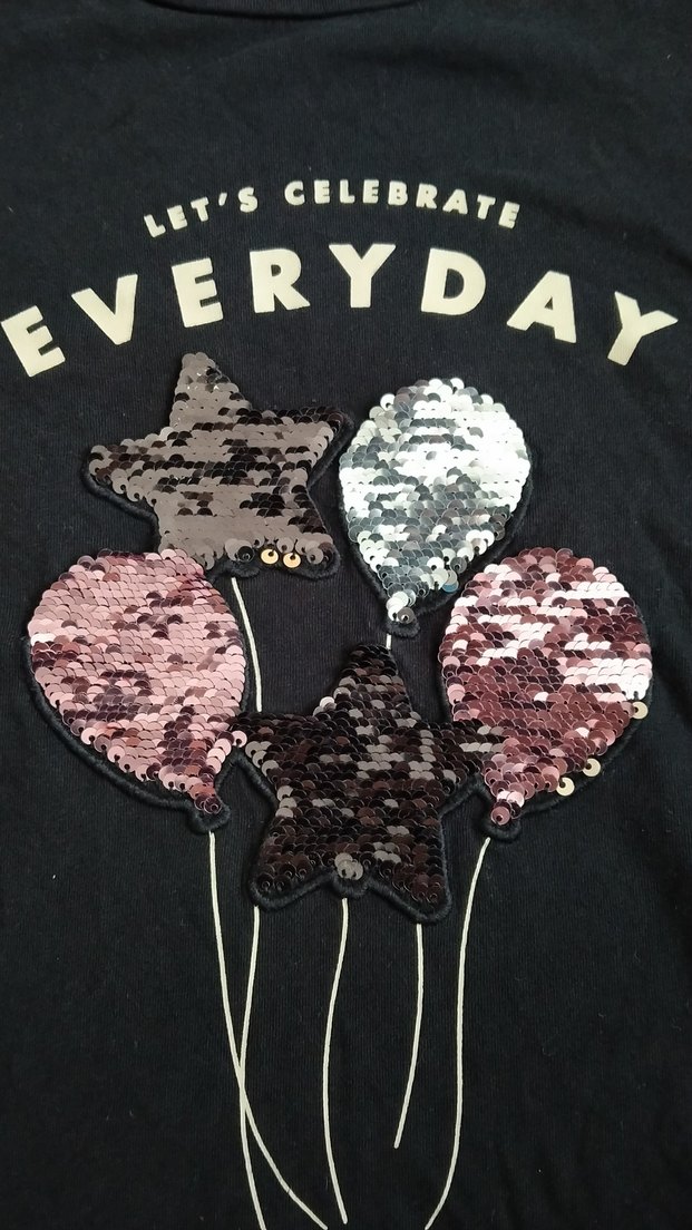 Kız Çocuk Siyah Payetli Uzun Kollu Tişört - Görsel 2