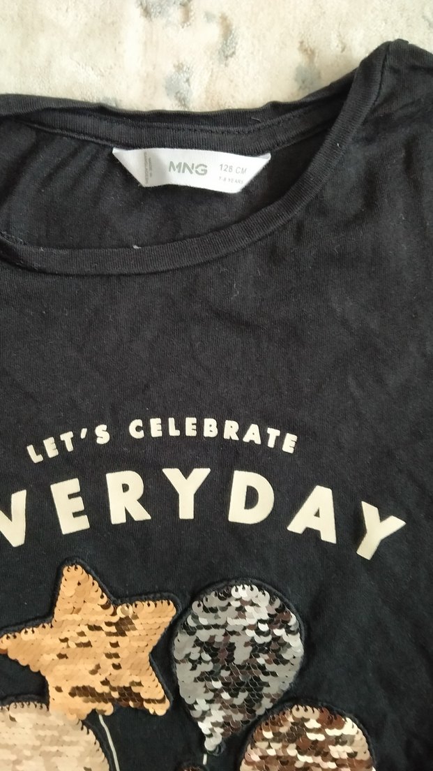 Kız Çocuk Siyah Payetli Uzun Kollu Tişört - Görsel 3