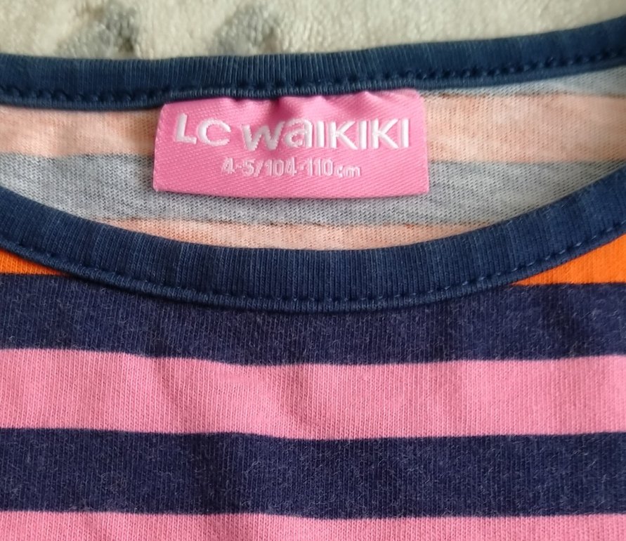 Kız Çocuk Renkli Çizgili Kemerli Elbise - Görsel 2