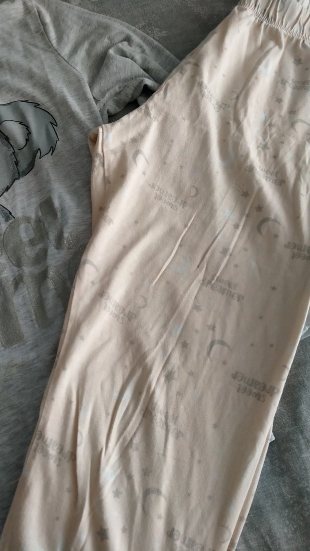 Gri Pamuklu Baskılı pijama takımı - Görsel 4