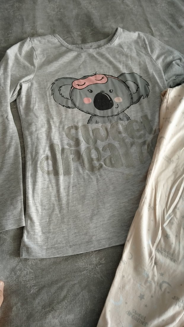 Gri Pamuklu Baskılı pijama takımı - Görsel 5