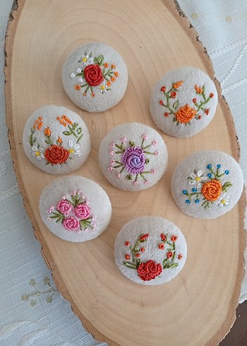 Nakışlı Düğmeli Bohem Broş Seti - Görsel 3