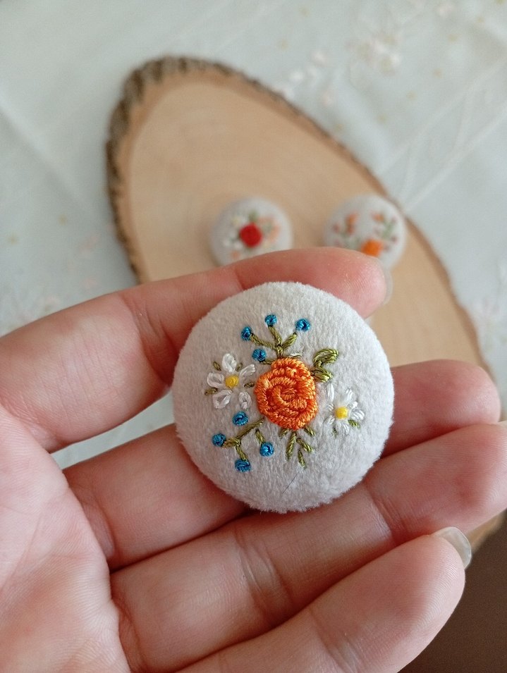 Nakışlı Düğmeli Bohem Broş Seti - Görsel 4