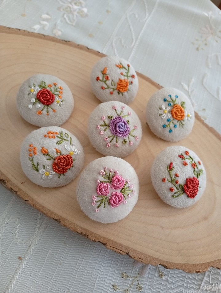 Nakışlı Düğmeli Bohem Broş Seti - Görsel 2