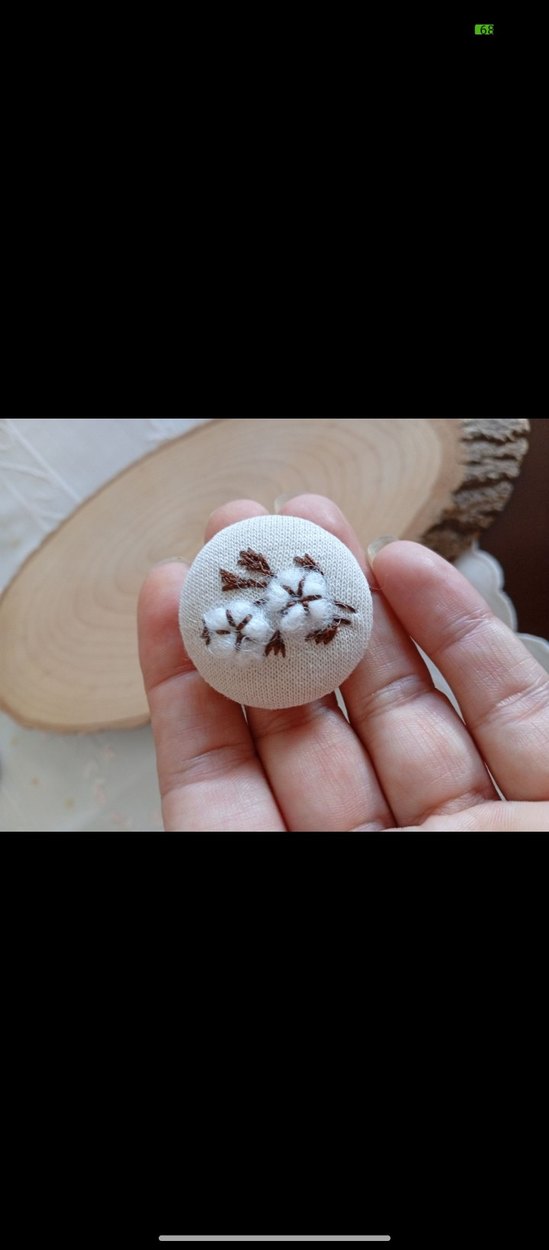 Pamuk Çiçeği İşlemeli Broş - Görsel 5