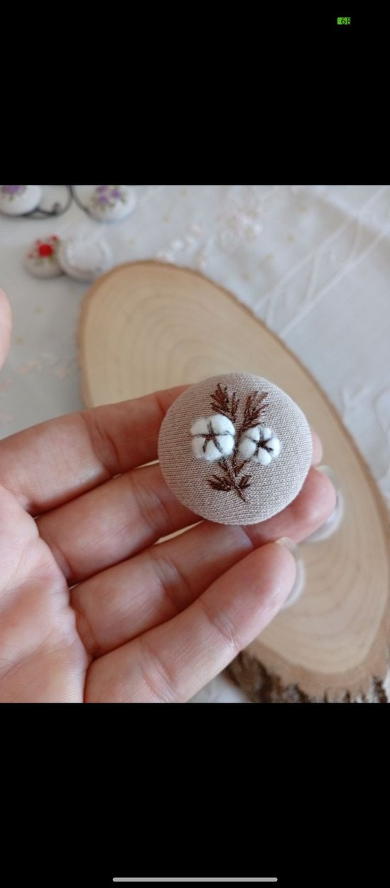 Pamuk Çiçeği İşlemeli Broş - Görsel 4