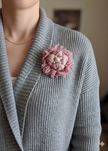 İncili Triko Yaka İğnesi - Görsel 2