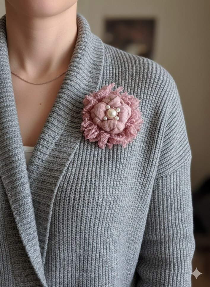 İncili Triko Yaka İğnesi - Görsel 2