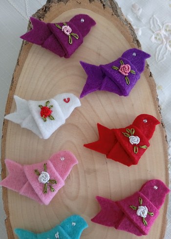 İşlemeli Keçe Kuş Broşlar - Görsel 5