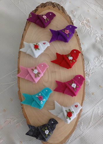 İşlemeli Keçe Kuş Broşlar - Görsel 6