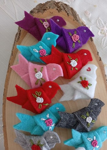 İşlemeli Keçe Kuş Broşlar - Görsel 4