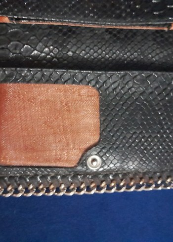 Beden gri Renk Gri Yılan Desenli Zincir Detaylı Deri Kadın Clutch