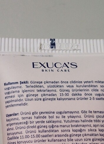 Diğer EXUCAS GÜNEŞ KREMİ