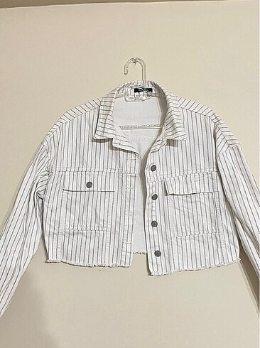Çizgili Crop Ceket