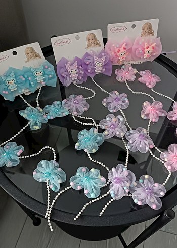 kuromi Boncuklu Çiçek Desenli Renkli Çocuk Saç Tokası - Görsel 2