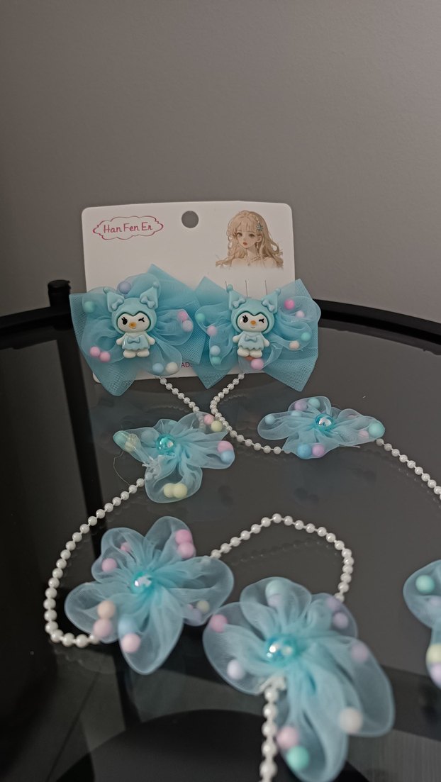 kuromi Boncuklu Çiçek Desenli Renkli Çocuk Saç Tokası - Görsel 4