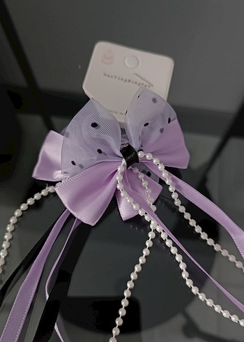 Mor Fiyonk Desenli Gotik Çocuk Saç Aksesuarları - Görsel 4