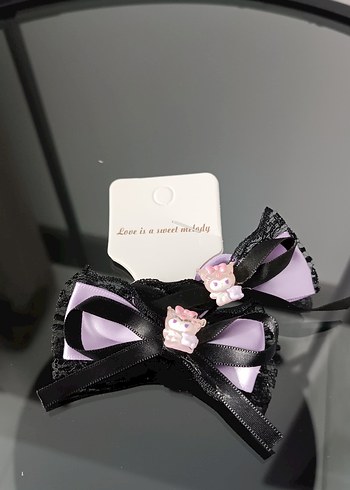 Mor Fiyonk Desenli Gotik Çocuk Saç Aksesuarları - Görsel 3
